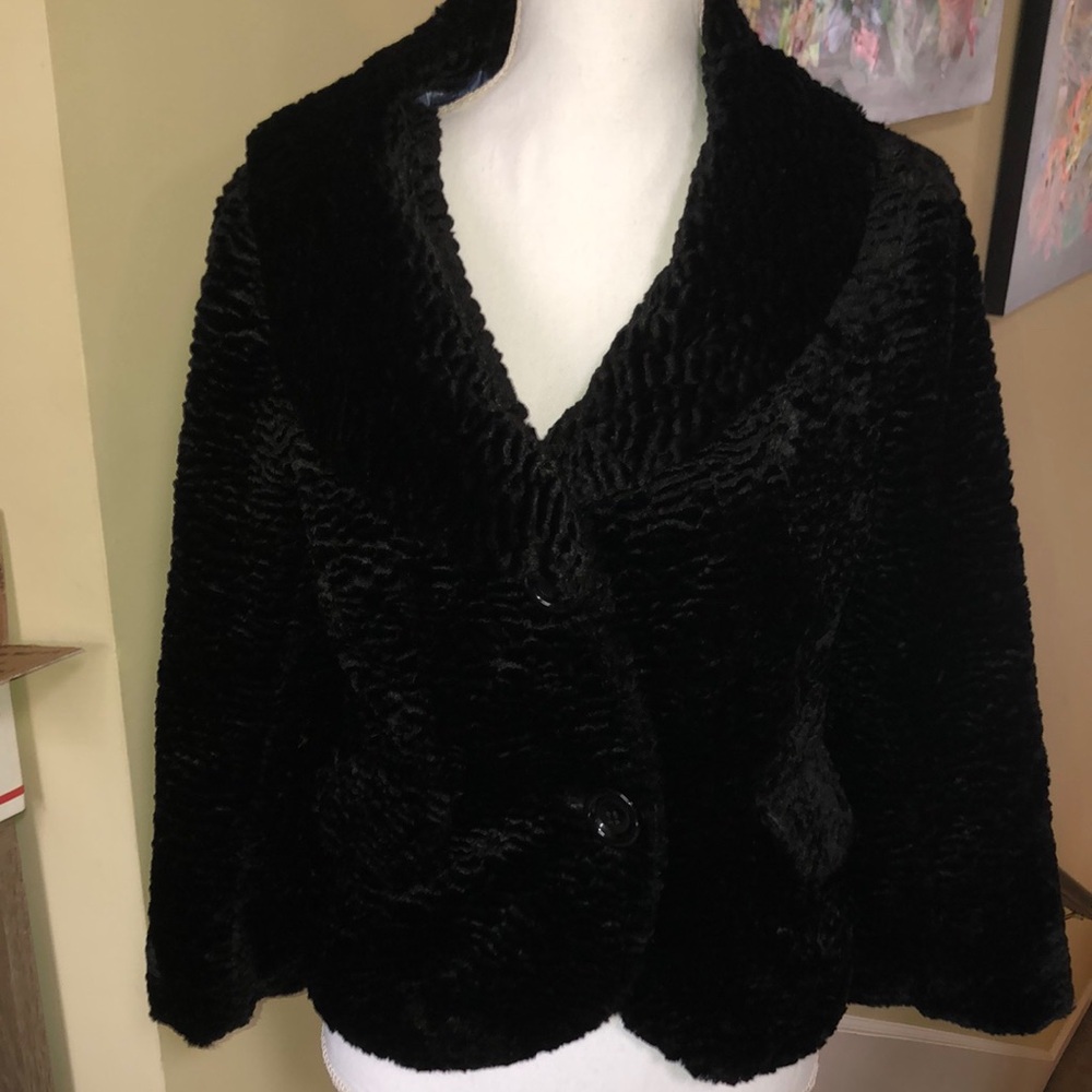Franco Mirabelli Black short Coat/Jacket two button lined. Beautiful/Warm!